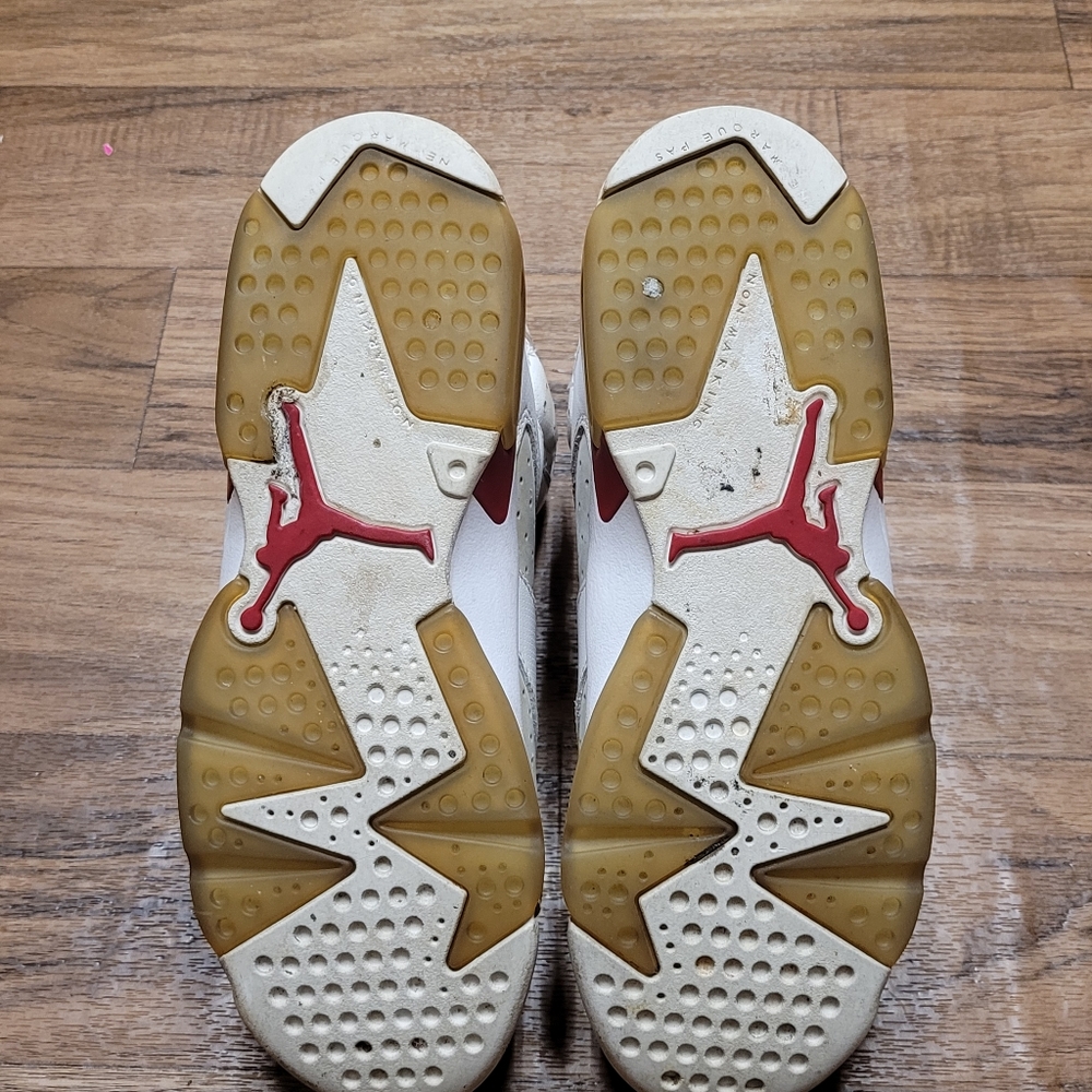 Nike Boys Air Jordan 6 Retro 384665-113 Red White Sz 6.5 / Sz 8 women - Picture 9 of 10